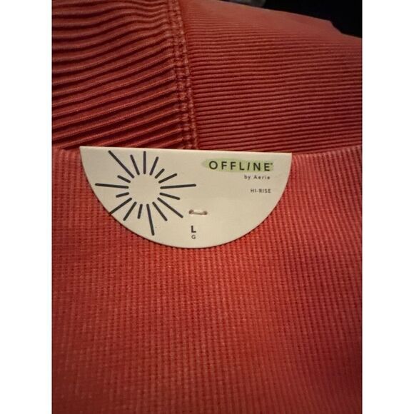 Aerie OFFLINE Big Chili High Waist Seamless Ribbed Leggings Size LARGE Orange - Picture 4 of 5
